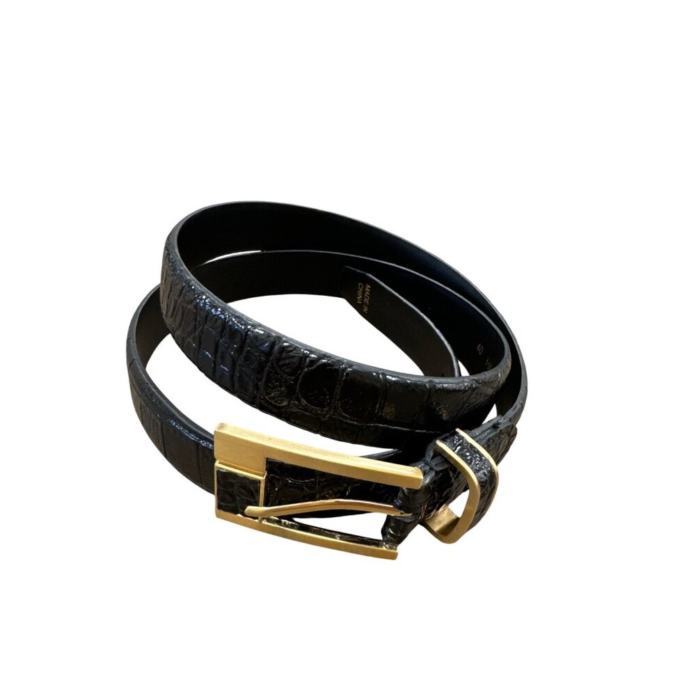 Stacy Adams Mens Black Genuine Leather Belt With Gold Buckle 40"SKU 6941